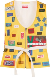 Kenzo Yellow Archive Label Patches Drawstring Vest