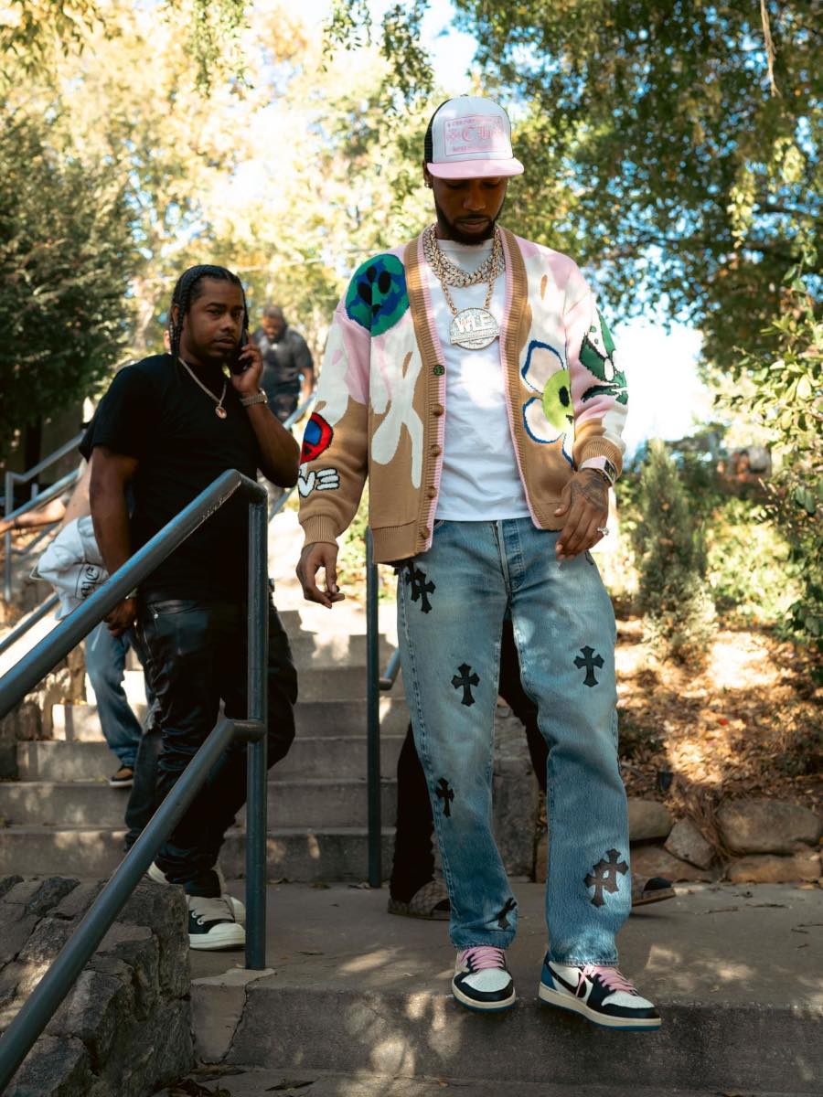 Key Glock: Barrow Cardigan, Richard Mille Watch, & Chrome Heart Jeans