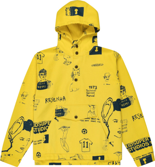 Kidsuper Yellow Denim Allover Print Anorak Jacket