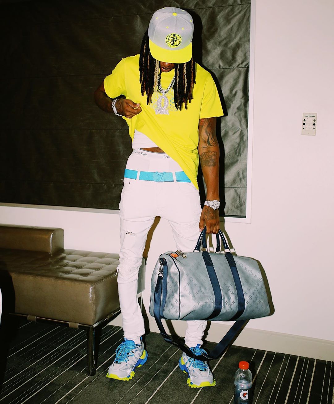 King Von Flexes In a Givenchy Tee, Louis Vuitton Belt & Bag, With  Balenciaga Track Sneakers