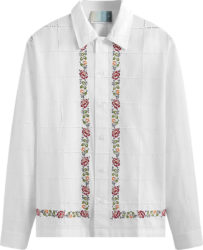 Kith White Windowpane Flower Embroidered Shirt