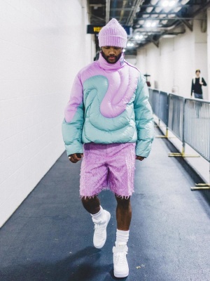 Kyler Murray Dior Erl Beanie Puffer Jacket Shorts And Nike X Lv Sneakers
