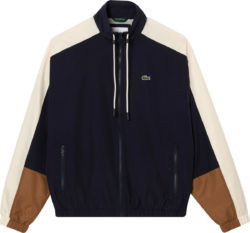 Lacoste Navy Blue White And Brown Colorblock Track Jacket