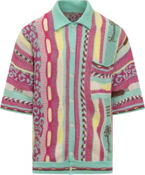 Laneaus Pink Coogi Style Knit Shirt