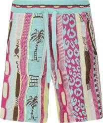 Laneaus Pink Coogi Style Knit Shorts