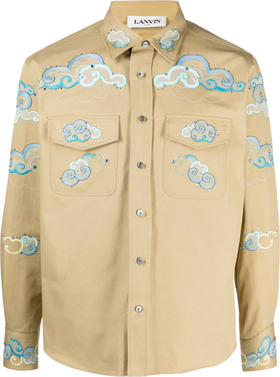 Lanvin Beige Cloud-Embroidered Shirt | Incorporated Style