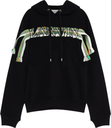Lanvin Black And Green Curb Lace Logo Hoodie