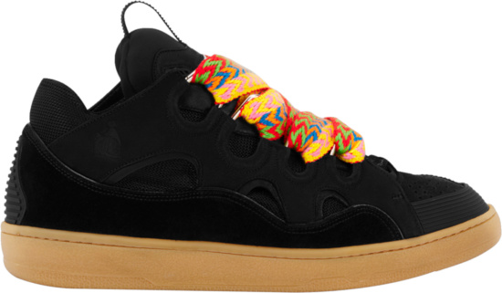 Lanvin Black And Multicolor Lace Curb Sneakers