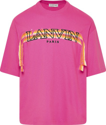 Lanvin Hot Pink Curb Lace Logo T Shirt