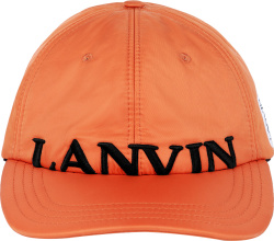 Lanvin Orange Nylon Logo Embroidered Hat