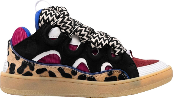 Lanvin Red Black And Leopard Curb Sneakers