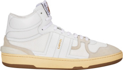 Lanvin White And Ivory High Top Leather Sneakers