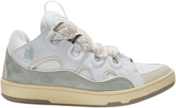 Lanvin White Beige And Jade Curb Sneakers