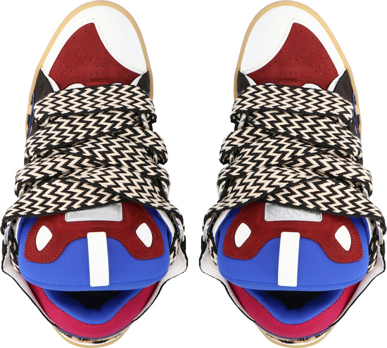 Lanvin White Red Leopard And Blue Skate Sneakers