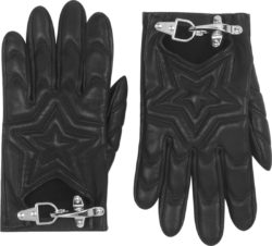 Lanvin X Future Black Star Quilted Leather Gloves