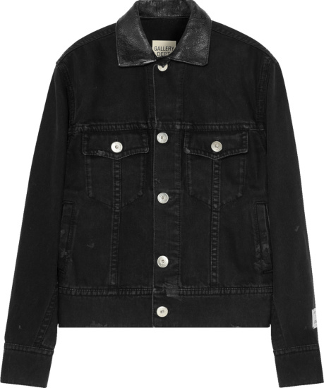 Lanvin X Gallery Dept Black Denim And Leather Collar Jacket