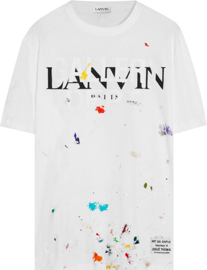 Lanvin X Gallery Dept White Logo Print And Multicolor Paint Splatter T Shirt