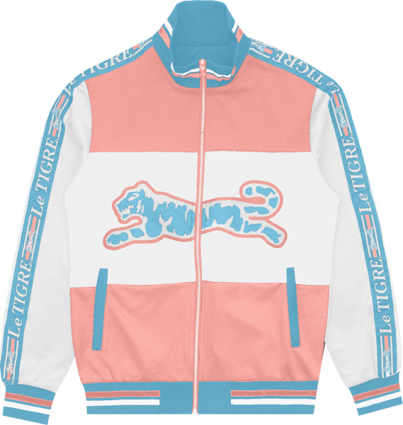 Le Tigere White Pink And Light Blue Cotton Candy Tri Color Track Jacket