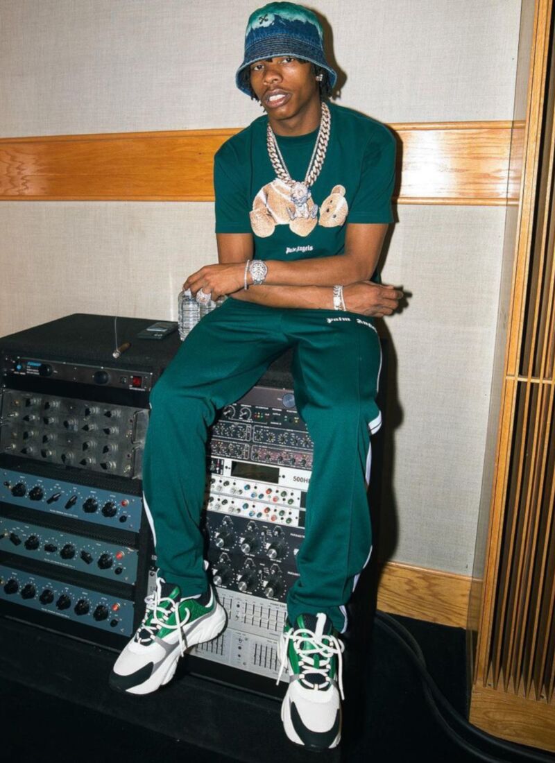Lil Baby Wearing An All Green Palm Angels, Off-White, & Dior 'Fit