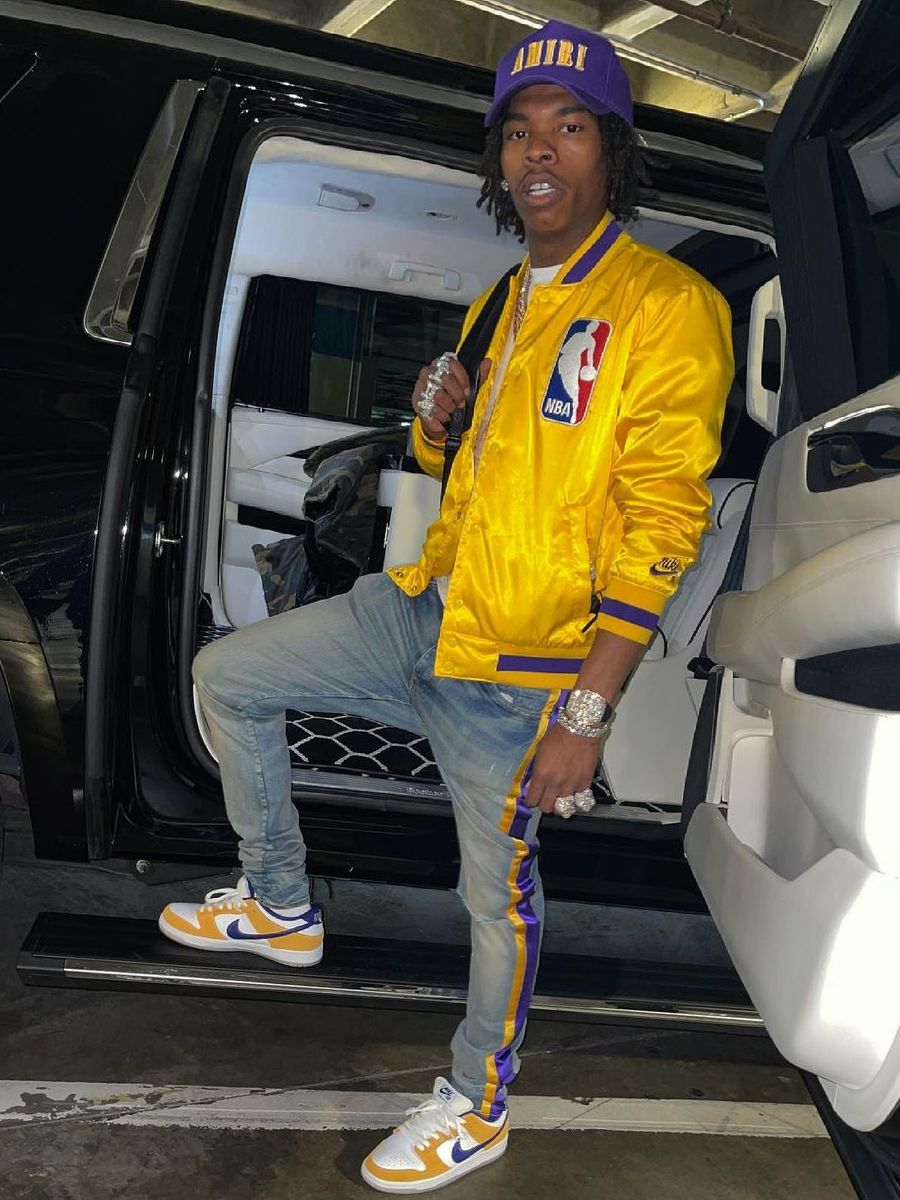Lil Baby Wearing a Lakers Inspired Amiri, Nike x NBA, & Nike SB Outfit