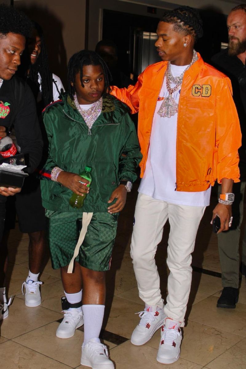 Lil Baby Wearing a Dior x Kenny Scharf, & Jordan Outfit