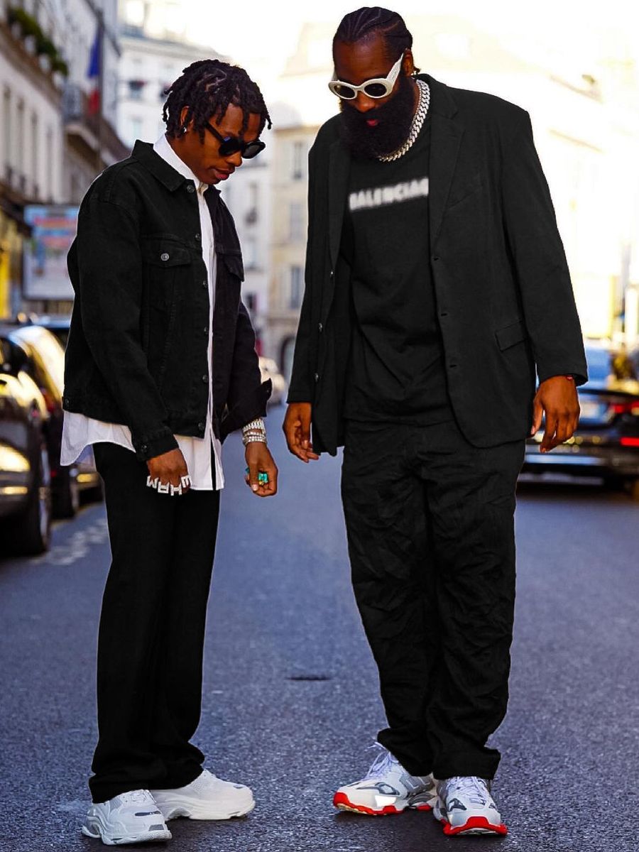 Lil Baby & James Harden Wearing All Black Balenciaga Outfits