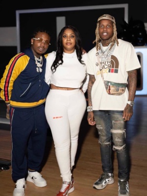Lil Durk Wearing A Guccci X The North Face Hat T Shirt And Belt Bag With Amiri Mx1 Jeans And Dior B30 Sneakers