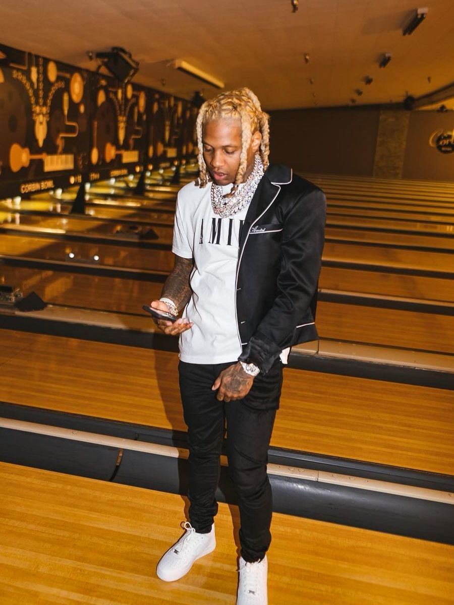Lil Durk Wearing an All Black Amiri Outfit With Nike Air Force 1s