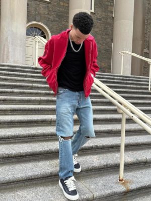 Lil Mosey Balenicaga Red Zip Hoodie Blue Ripped Knee Jeans Dior Sneakers