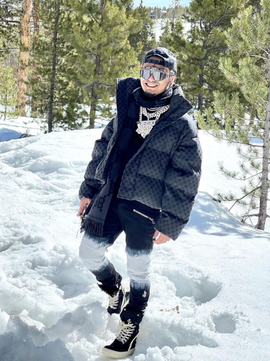 Lil Pump Wearing a Balenciaga x Gucci Hat & Puffer With Balmain Jeans & Chrome Hearts Sneakers