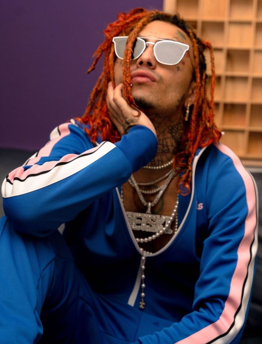 Lil Pump Wearing a Palm Angels Tracksuit & Mirrored Sunglasses