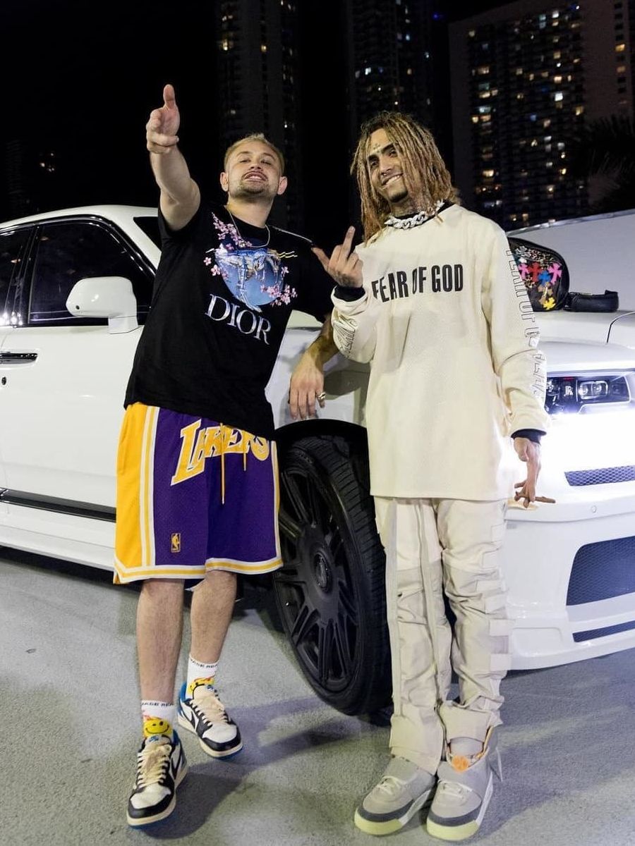 Lil Pump Wearing a FOG Jersey & Pants With Nike x Kanye West 'Air Yeezy' Sneakers