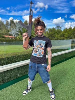 Lil Pump Wearing A Ja Morant Tee With Chrome Hearts Shorts And Jordan 1s