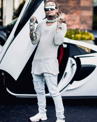 Lil Pump Wearing A Rick Owens White With Ripped Jeans And Christian Louboutin Sneakers