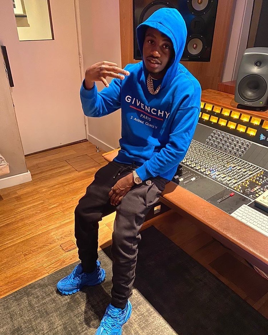 Lil TJay Wearing a Givenchy Hoodie & Balenciaga Sneakers At The Studio