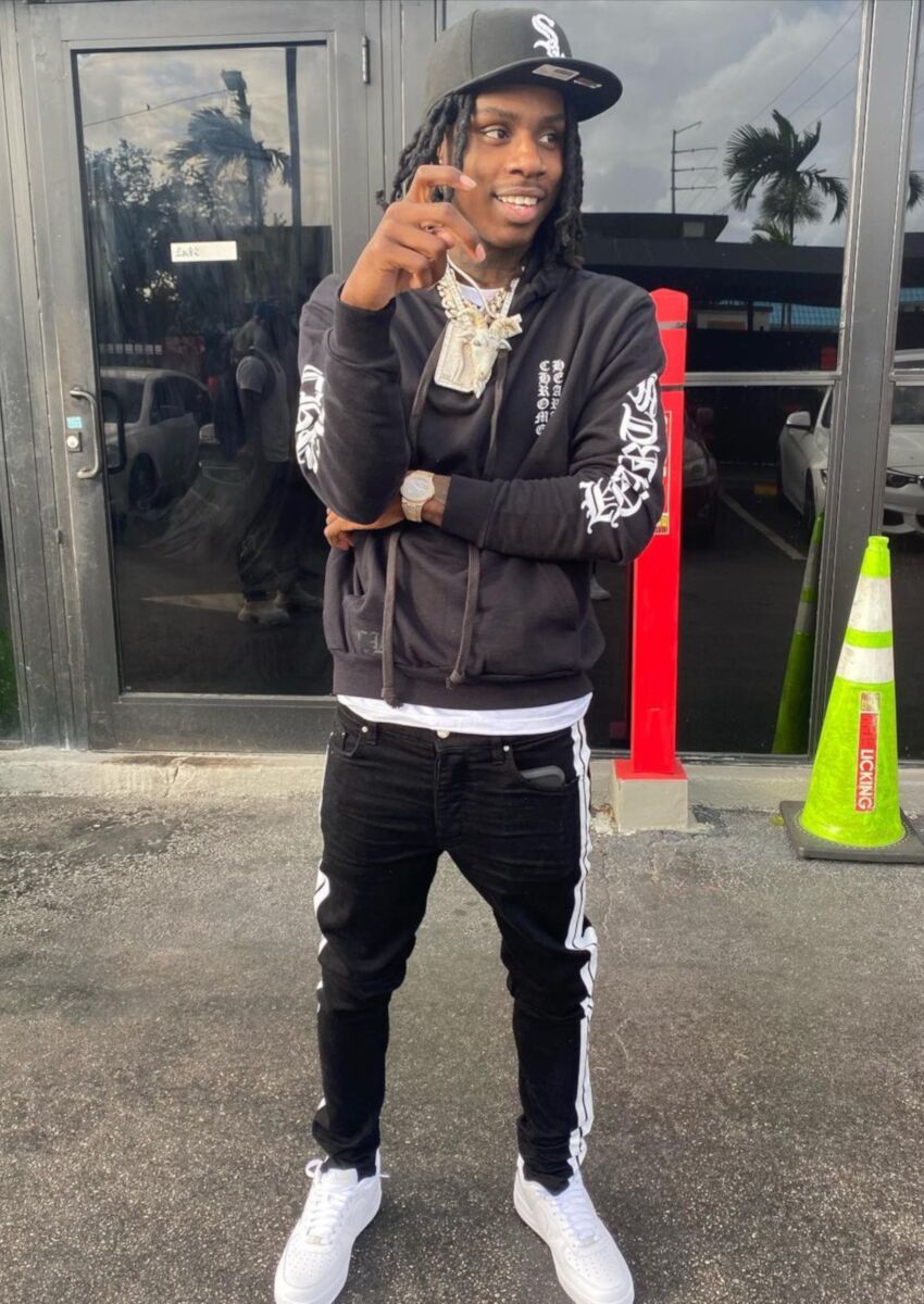Polo G Wearing a Chrome Hearts Hoodie With Amiri Jeans & White Sox 59FIFTY