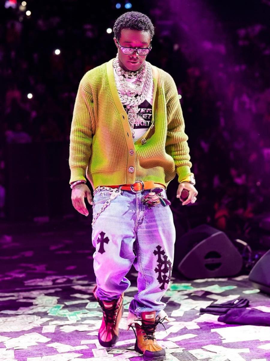 Lil Uzi Vert: Chrome Hearts Cardigan and Cross Patch Jeans + UGG Boots