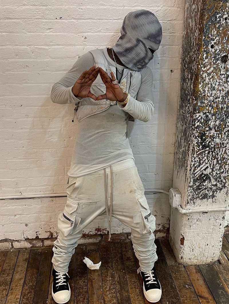 Lil Uzi Vert Wearing a Grey Rick Owens, & Moncler x ALYX Outfit