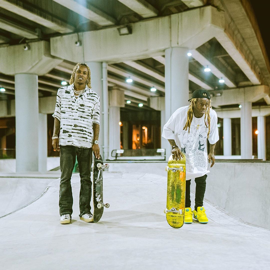Lil Wanye Skates With Rich The Kid In Burberry & Nike x Grateful Dead Sneakers