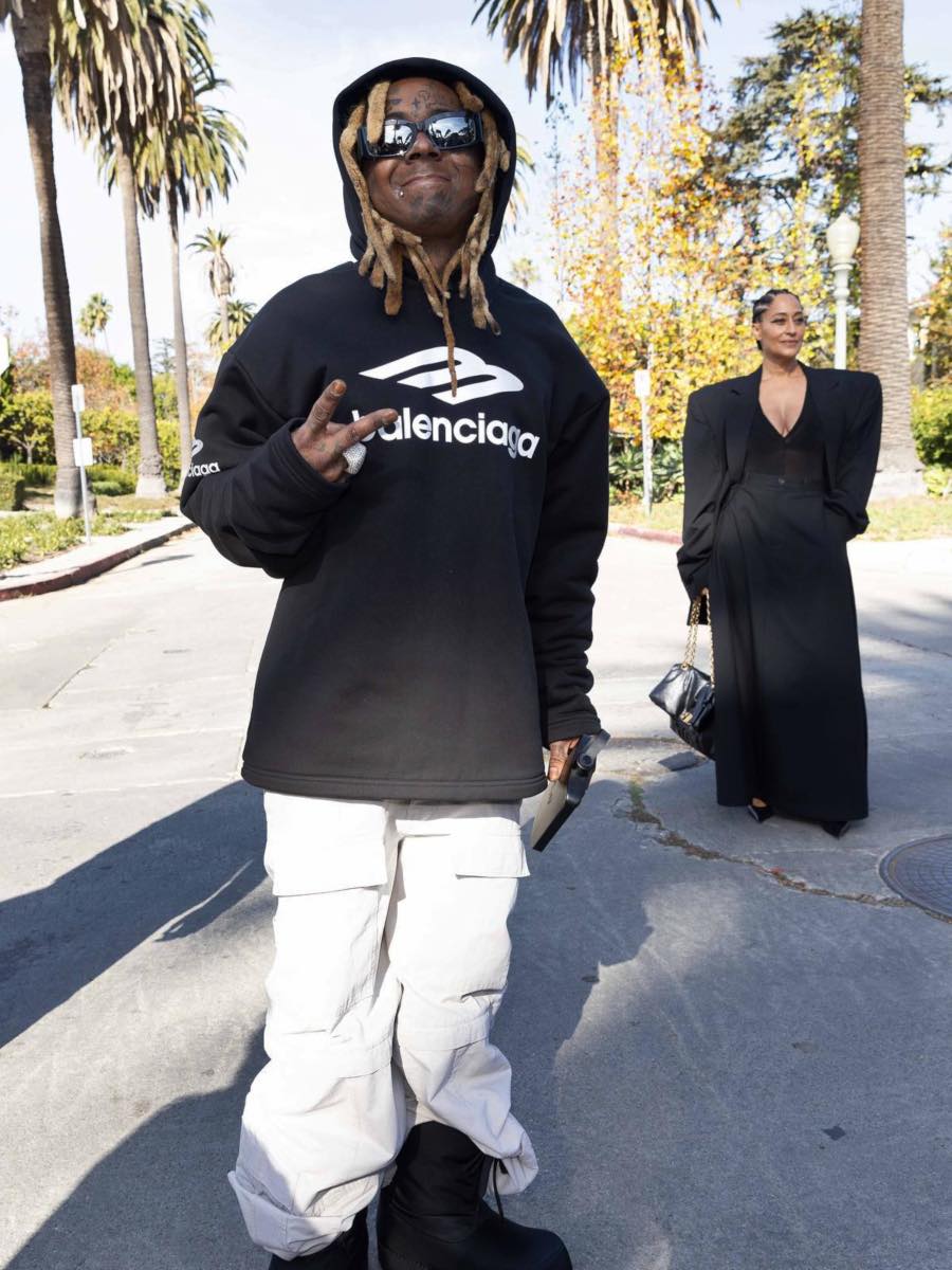 Lil Wayne: Balenciaga Logo Hoodie, Beige Zip-Off Cargo Pants & Snow Boots