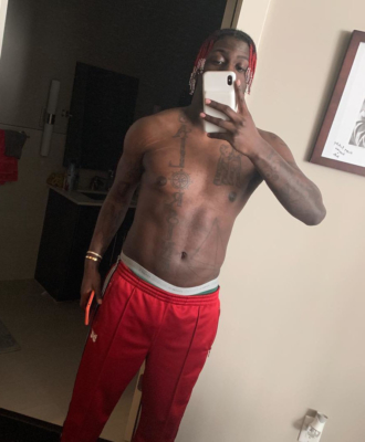 Lil Yachty Proving He Is Not Fat Wearing Red Needles Trackpants