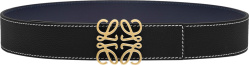 Loewe Black Contrast Stitch And Gold Tone Anagram Buckle Belt