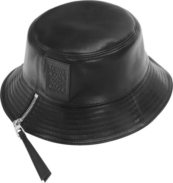 Loewe Black Leather Zipper Fisherman Bucket Hat