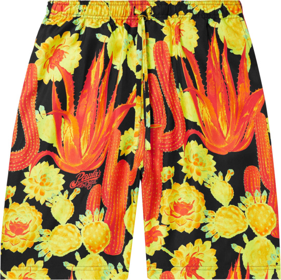 Loewe Black Orange Yellow Cactus Print Shorts