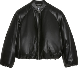 Loewe Black Padded Leather Cropped Bomber Jacket