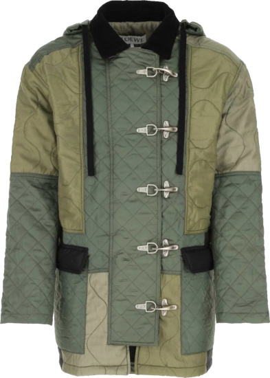 Loewe Green Patchwork Quilted Coat