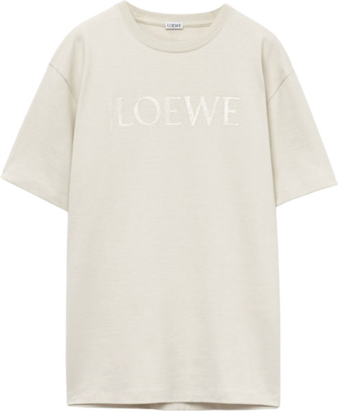 Loewe Light Beige Tonal Logo Embroidered T Shirt