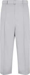 Loewe Light Grey Pleated Flared Cropped Pants