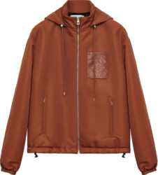 Loewe Medium Brown Nylon Hooded Jacket