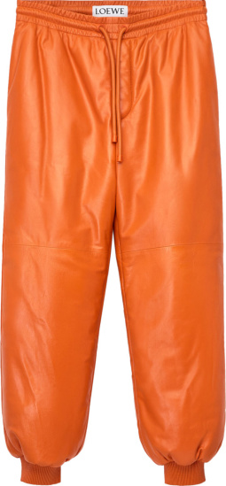 Loewe Orange Leather Puffer Pants
